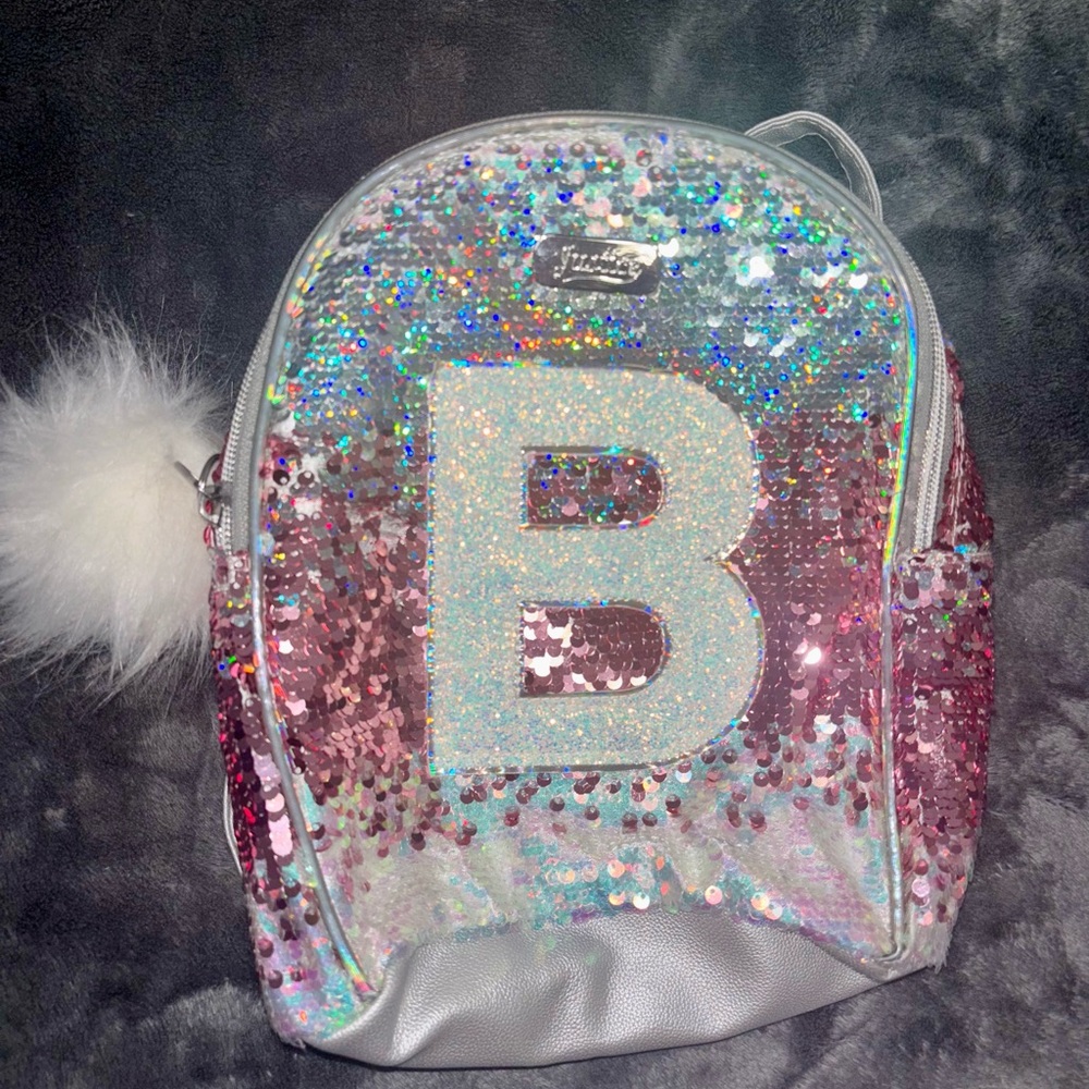 Justice Pink and Silver Sequin Backpack